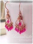 roze bohemian chandelier oorbellen