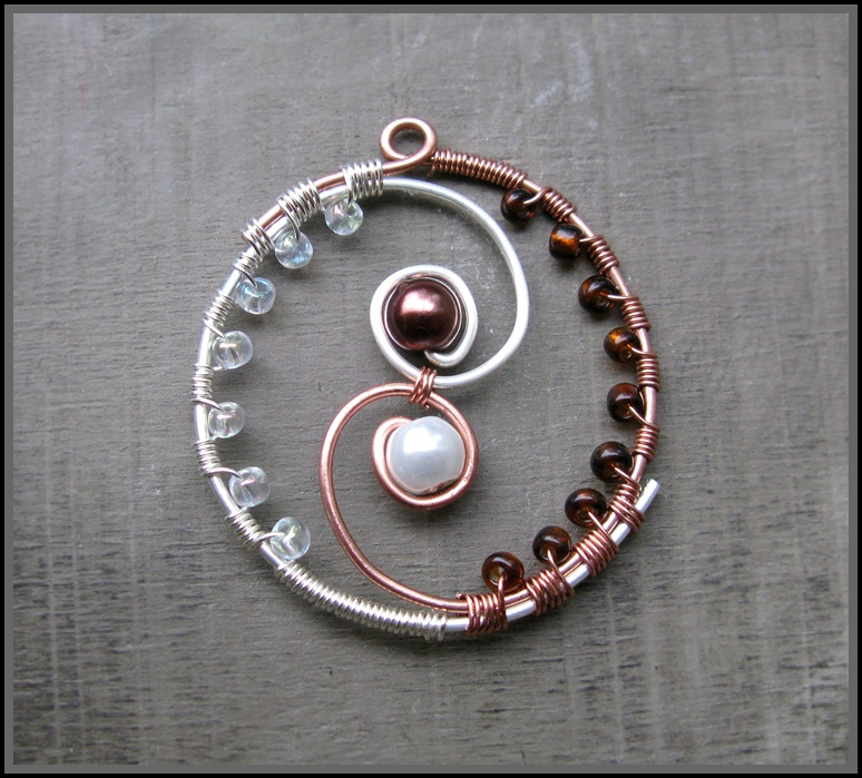 wire wrapped yin yang pendant
